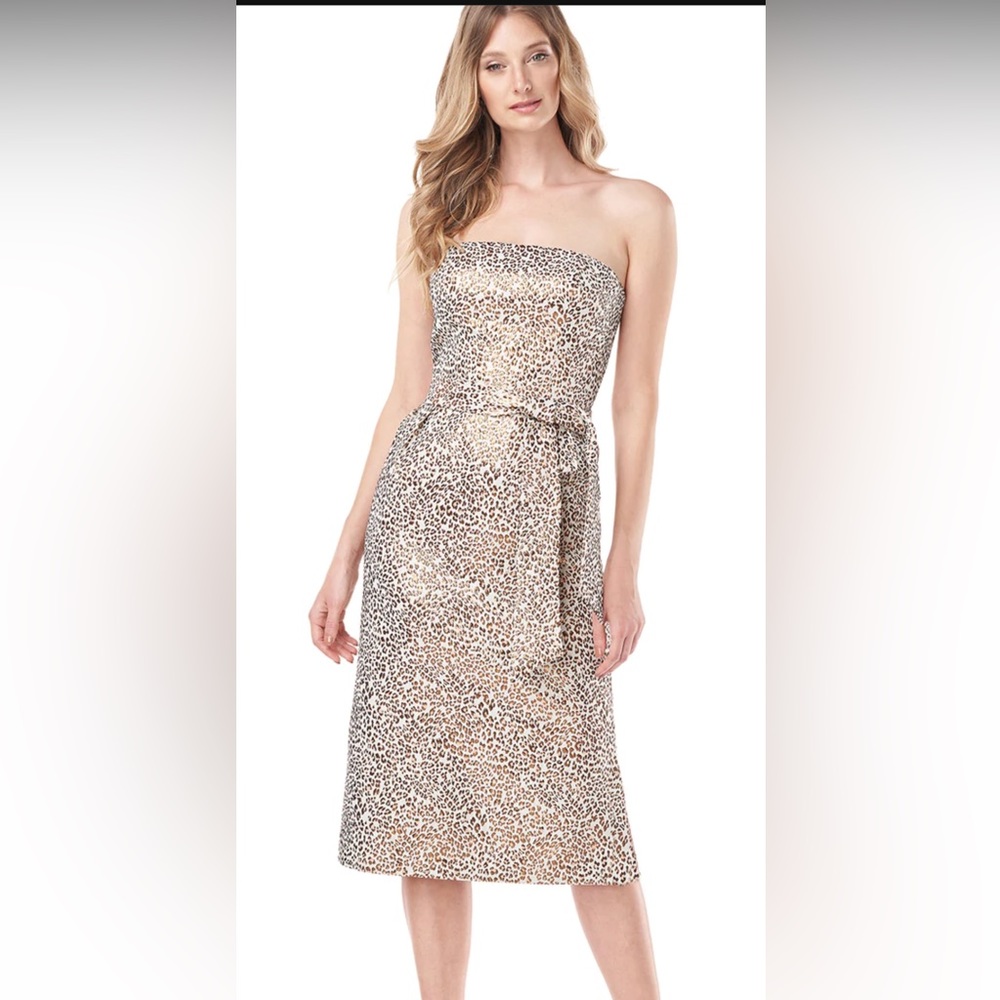 Kay Unger Lucia Strapless Dress- Antique Gold/Blush size 10